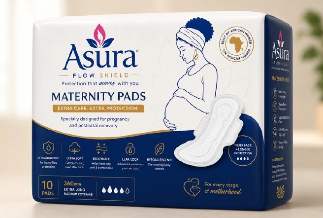 ASURA Maternity Pads concept packaging and product