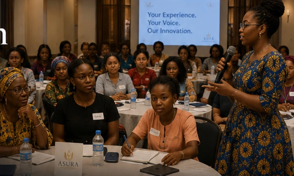 Concept image of women sharing experiences at the ASURA forum